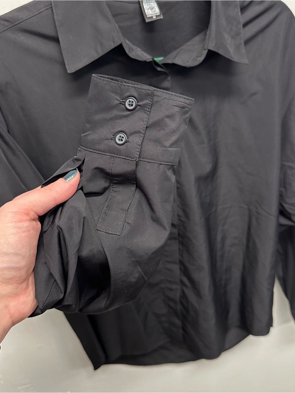 Express boyfriend portofino shirt black classic  casual XS corporate goth - Picture 3 of 7